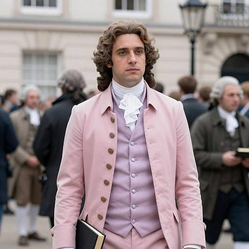 Elegant 18th-Century Man in Crowded Street