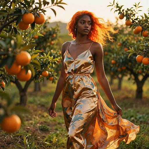 Impressionist Portrait in Orange Grove