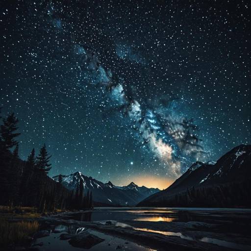 Starry Milky Way over Mountain Lake Starry Milky Way over Mountain Lake
