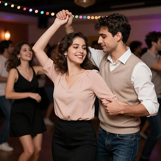 Vibrant Dance Party With Smiling Couple