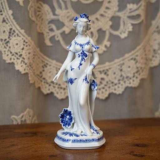 Elegant Porcelain Figurine with Floral Patterns