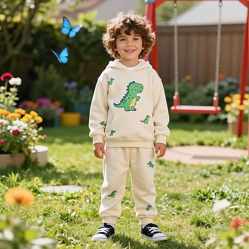 Cheerful Boy in Sunny Garden