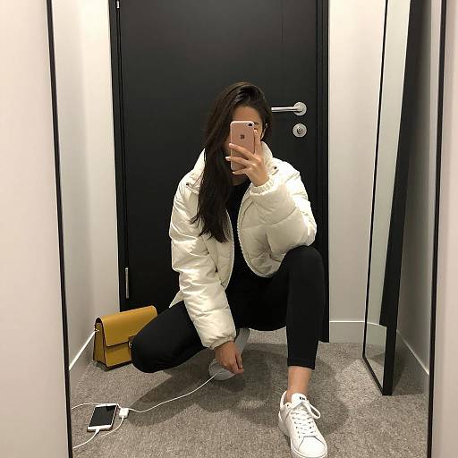 Fashionable Woman Taking Mirror Selfie