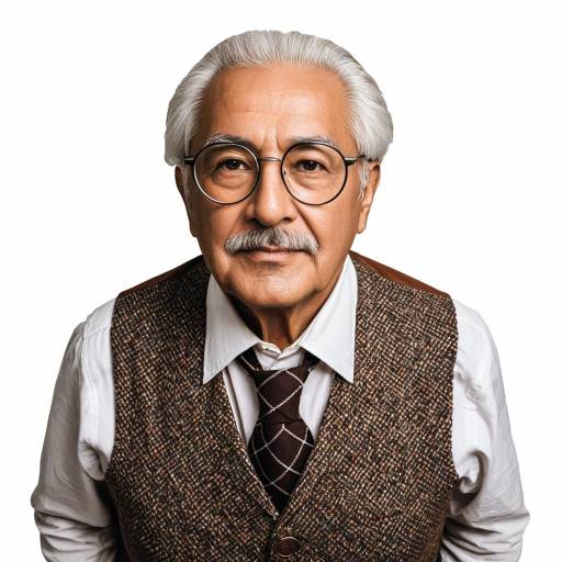 Elderly Man in Tweed Vest with Round Glasses