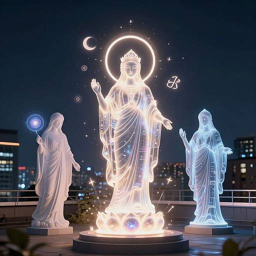 Futuristic Divine Rooftop Light Statue