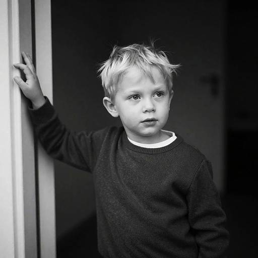 Curious Boy in Doorway Portrait