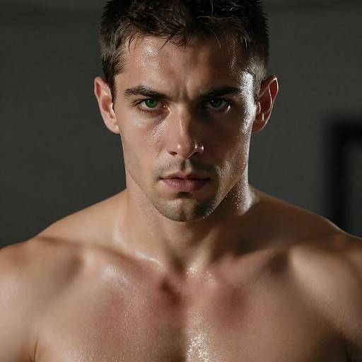 Intense Close-Up of Muscular Man