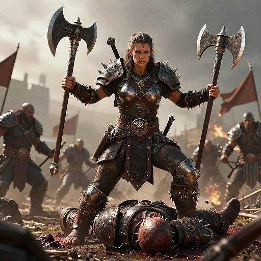 Orc Female Barbarian Warrior Victory