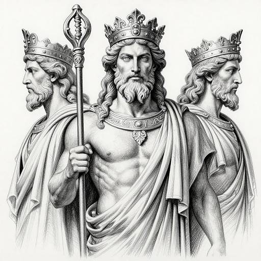 Detailed Pencil Drawing of Greek Gods