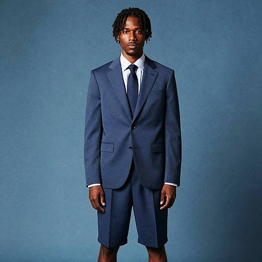 Man in Blue Suit with Shorts