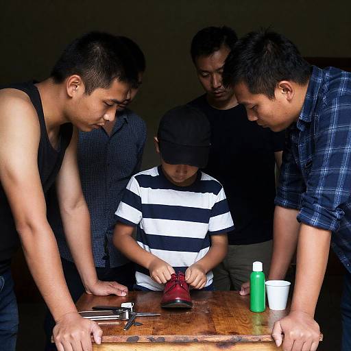 Men Collaborating at a Shoe Repair Table