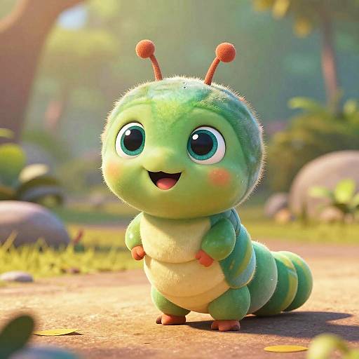 Pixar-Style Playful Baby Caterpillar