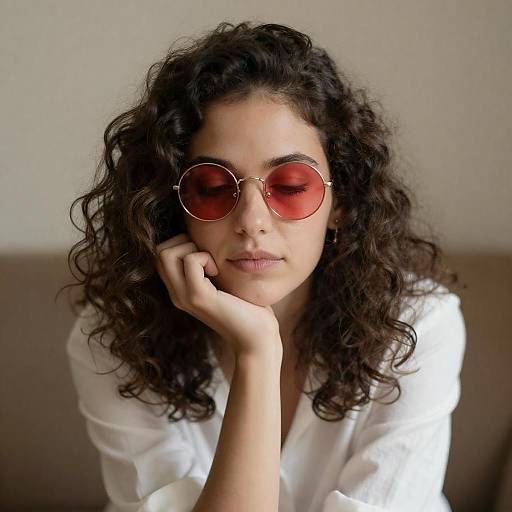 Chic Woman in Round Sunglasses