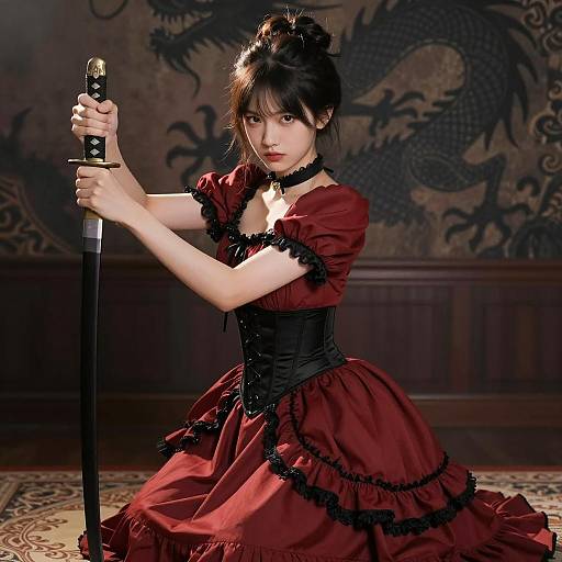 Victorian Warrior Woman with Katana