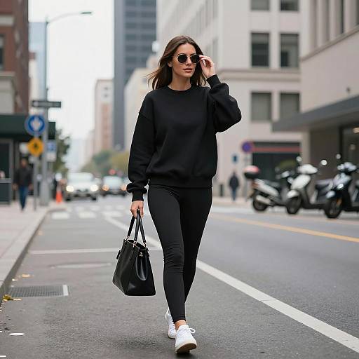 Woman Walking in Urban Streetwear
