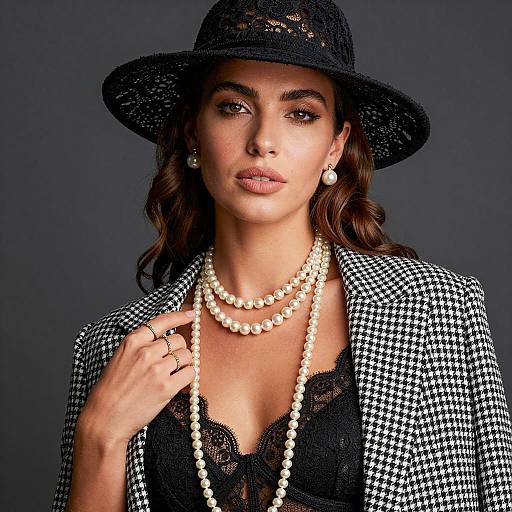 Elegant Woman in Lace and Pearls