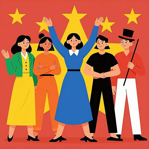 Vibrant Group Portrait with Colorful Characters