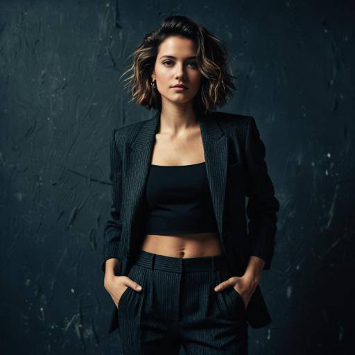Confident Young Woman in Pinstripe Suit