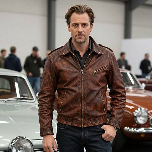 Vintage Artistic Man with Classic Cars