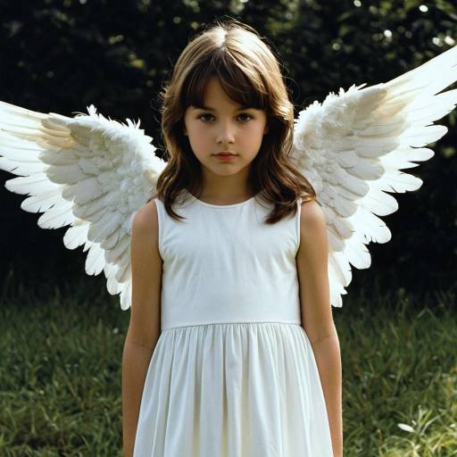 Cherub Angel in White Dress Outdoors