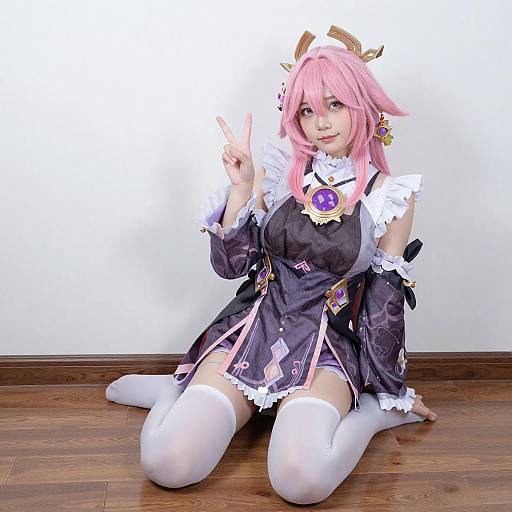 Young Woman in Pink Hair Cosplay