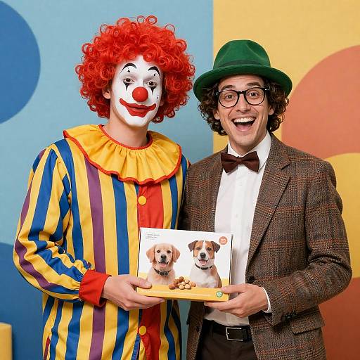 Colorful Clown and Cheerful Man Portrait