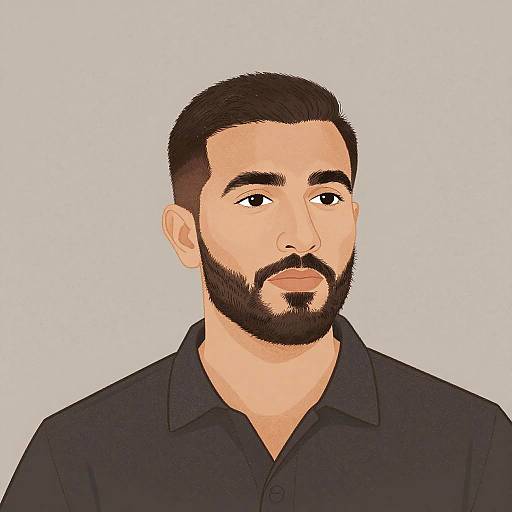 Stipple Graphite Portrait of Middle Eastern Man