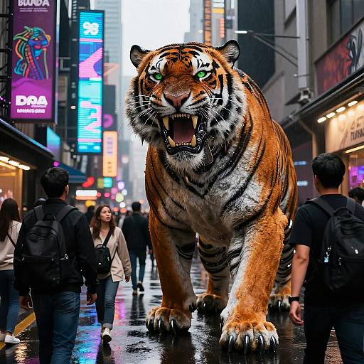 Cyborg Tiger Neon Alley Menace