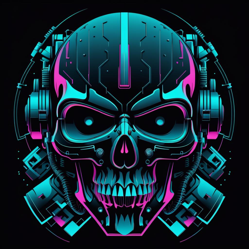 Bold Cyberpunk Skull Design for Gluttony