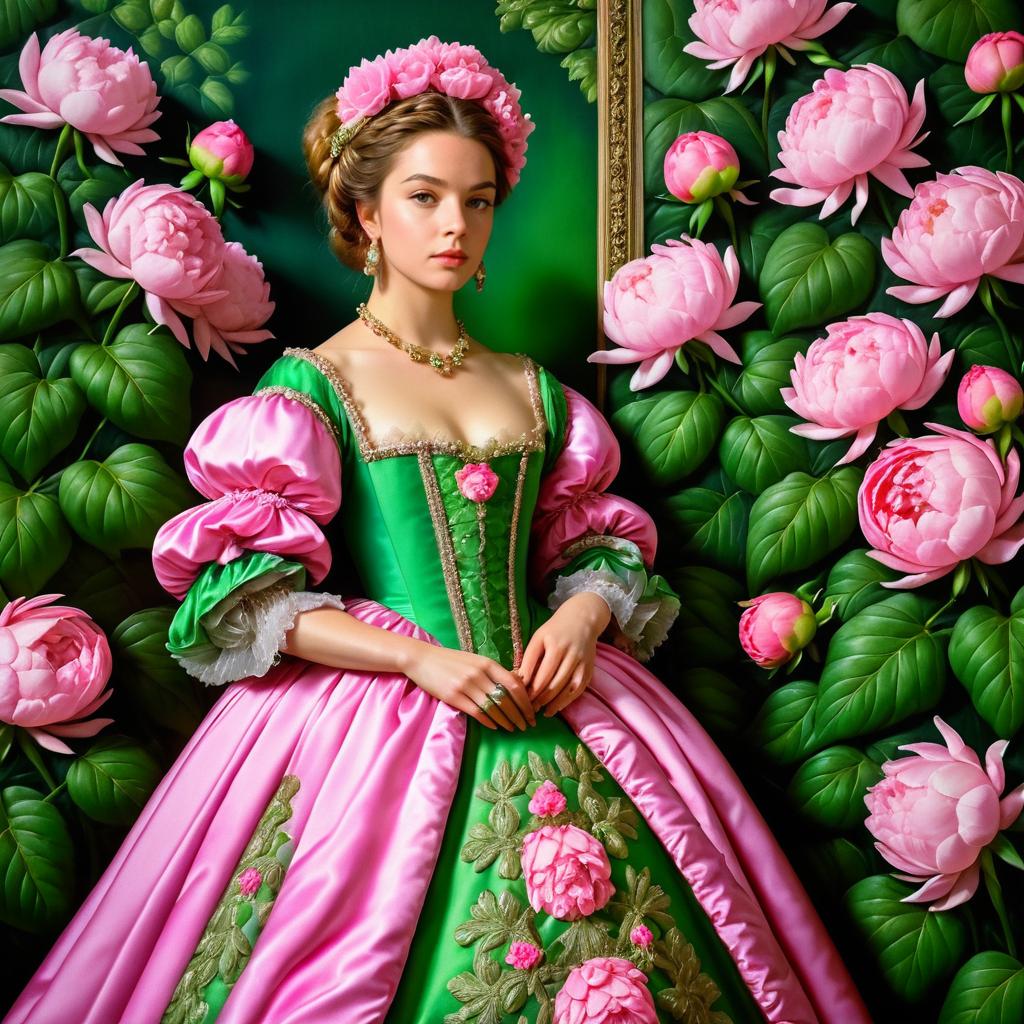 Stunning Renaissance Lady in Peonies