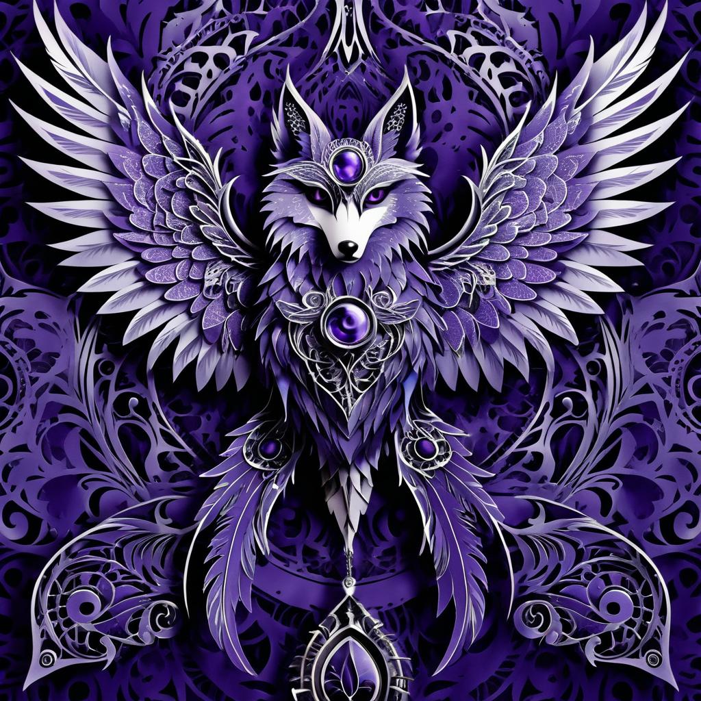 Intricate Gothic Wolf with Mechanical Wings