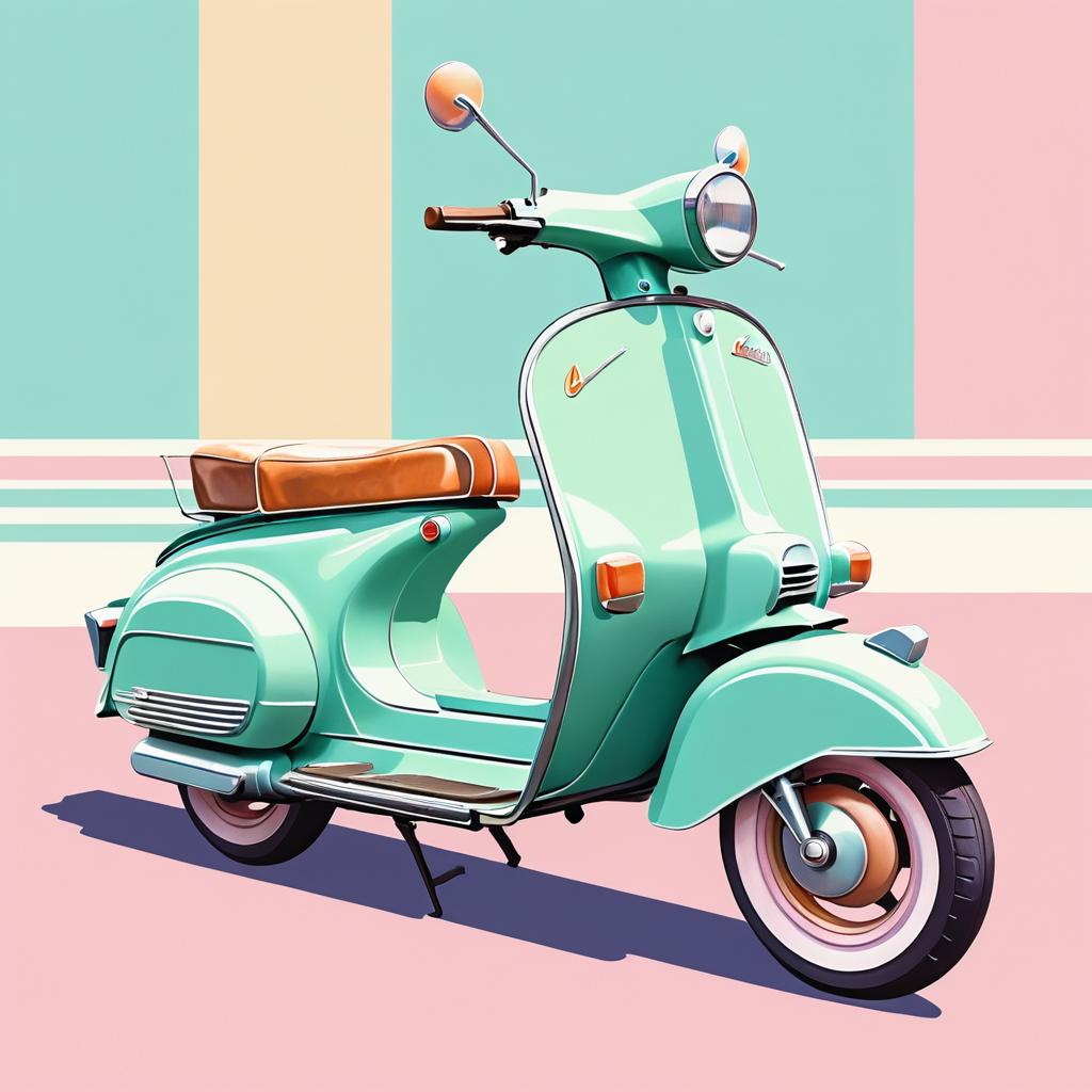 Nostalgic Retro Scooter Illustration Art