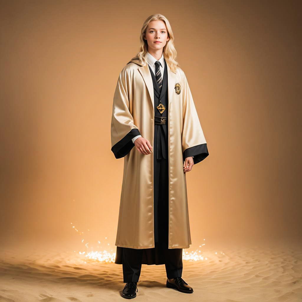 Delighted Magic Student in Fashionable Robe