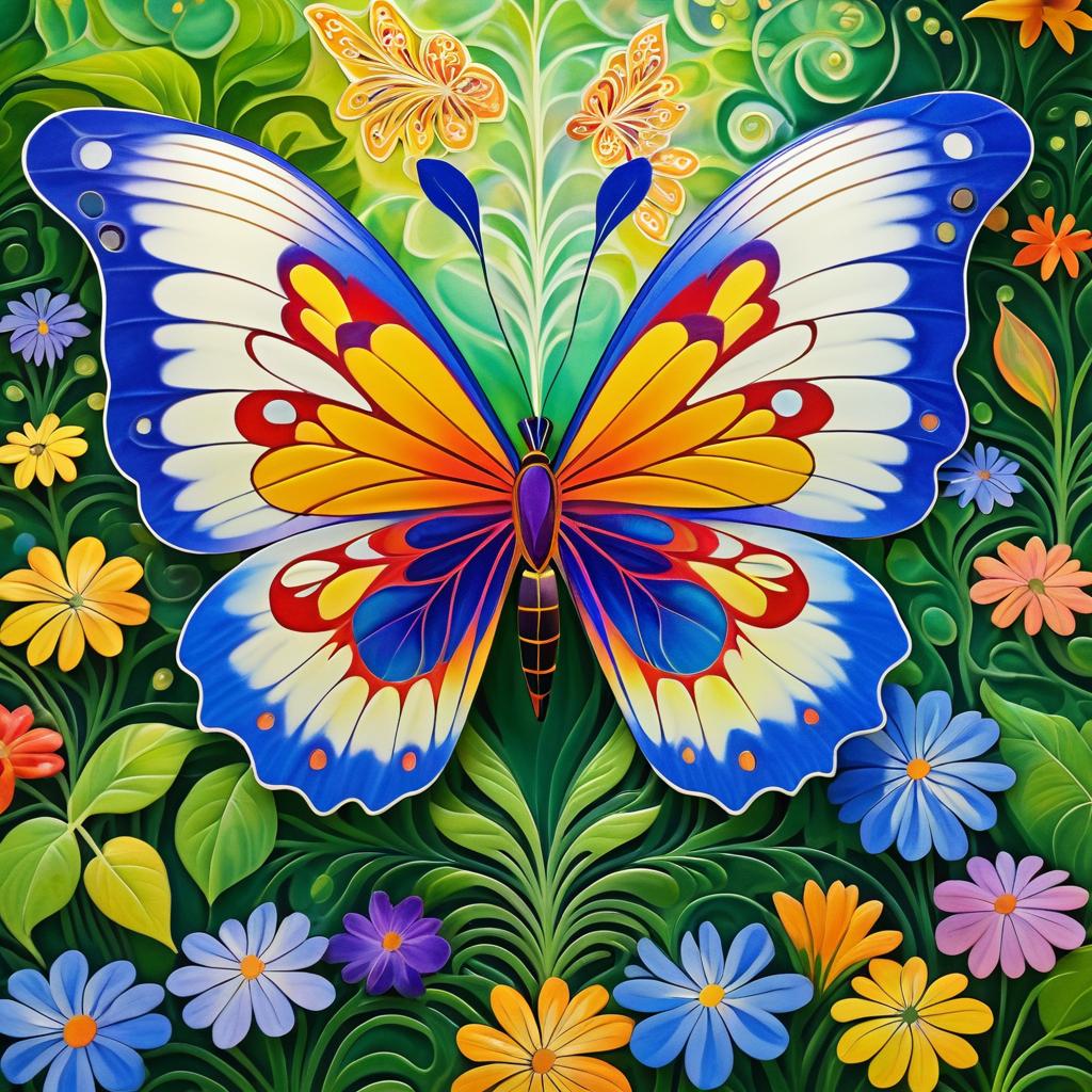 Vibrant Butterfly in Surreal Garden