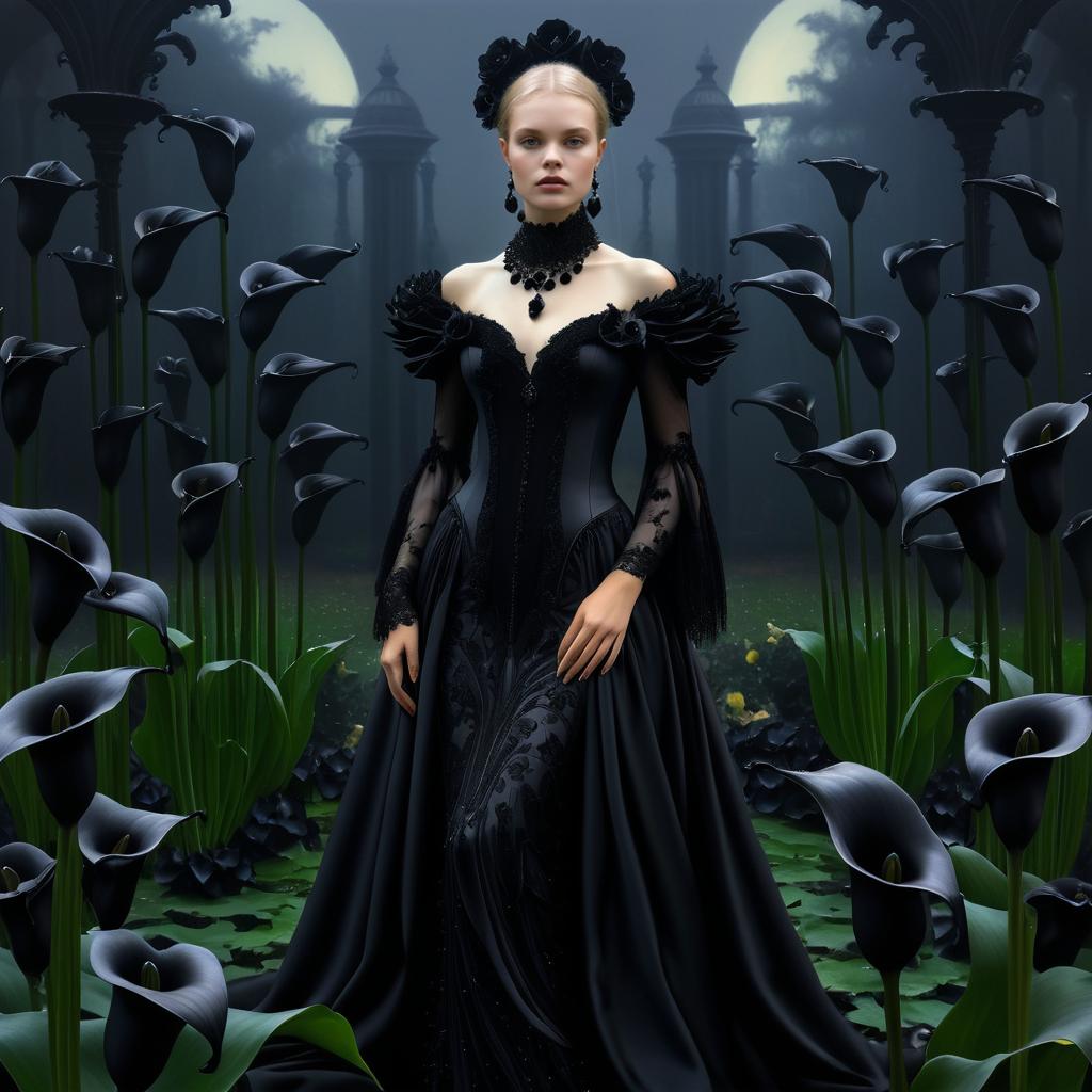 Gothic Beauty in Calla Lily Garden