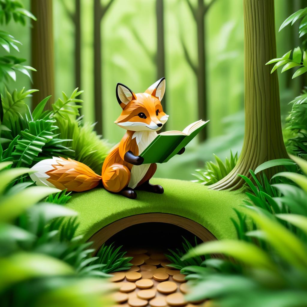 Cozy Fox Reading in Tranquil Forest