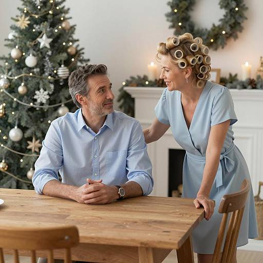 Cozy Christmas Moment Between Friends