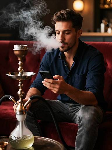 Cinematic Lounge Portrait of Man Smoking