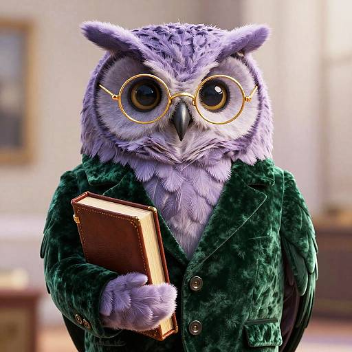 3D Photoreal Owl Scholar Portrait