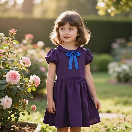 Cheerful Girl in Sunlit Garden