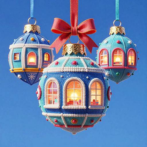 3D Vivid Winter Ornaments Festival