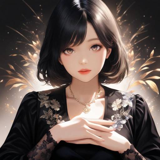 Elegant Girl in Black Dress Portrait