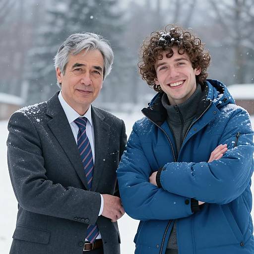 Winter Portrait of Two Men Together