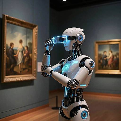 Cyberpunk Art Detective in Neon Museum