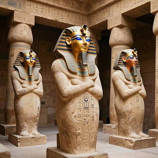 Ancient Egyptian God Masks in Temple