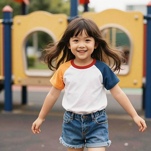 Happy Girl Playing in Playground