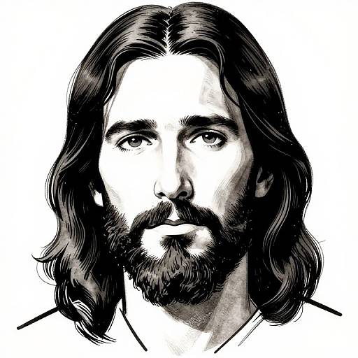 Jesus Christ Headshot in Mixed Styles