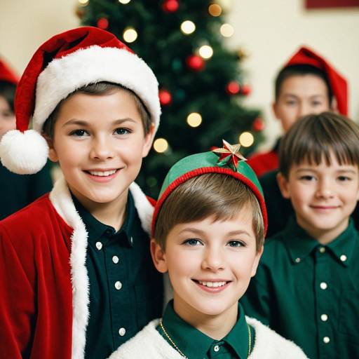 Joyful Boys in Christmas Pageant Attire