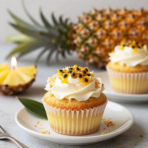 Pineapple Passionfruit Cupcake with Whipped Cream