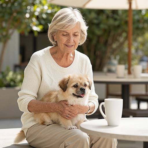Senior Woman Enjoying Coffee Outdoors